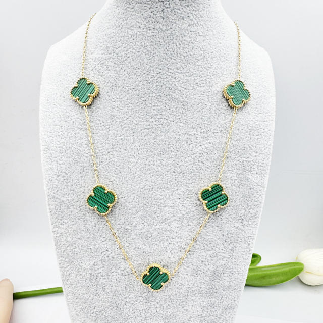 15mm Titanium Steel 5 Four-Leaf Flower clover Necklace