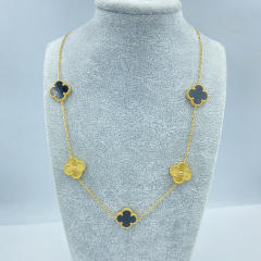 15mm Titanium Steel 5 Four-Leaf Flower clover Necklace