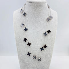 13MM titanium steel necklace 20 flower 90+ 5CM four leaf clover necklace