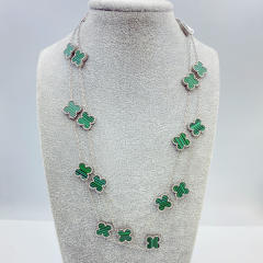 13MM titanium steel necklace 20 flower 90+ 5CM four leaf clover necklace