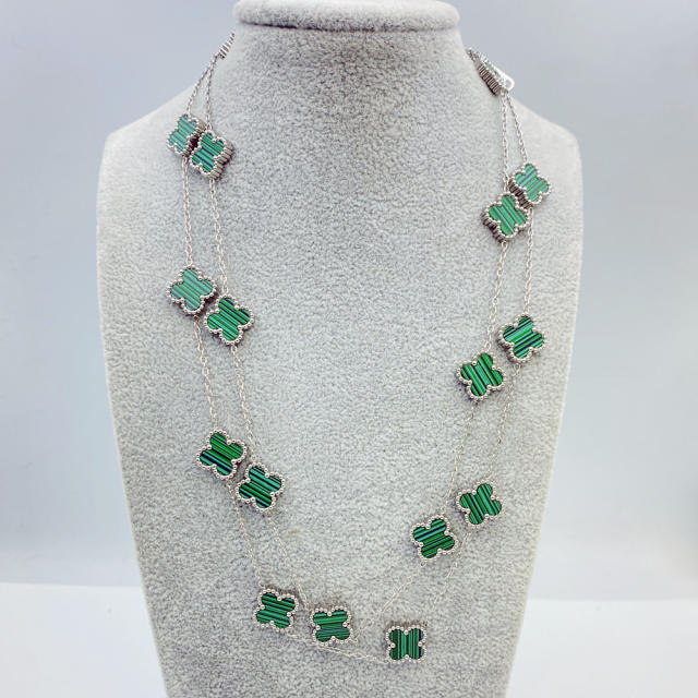 13MM titanium steel necklace 20 flower 90+ 5CM four leaf clover necklace