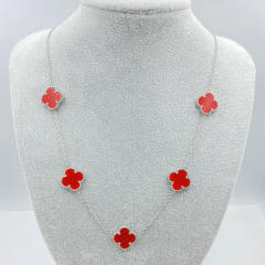 15mm Titanium Steel 5 Four-Leaf Flower clover Necklace