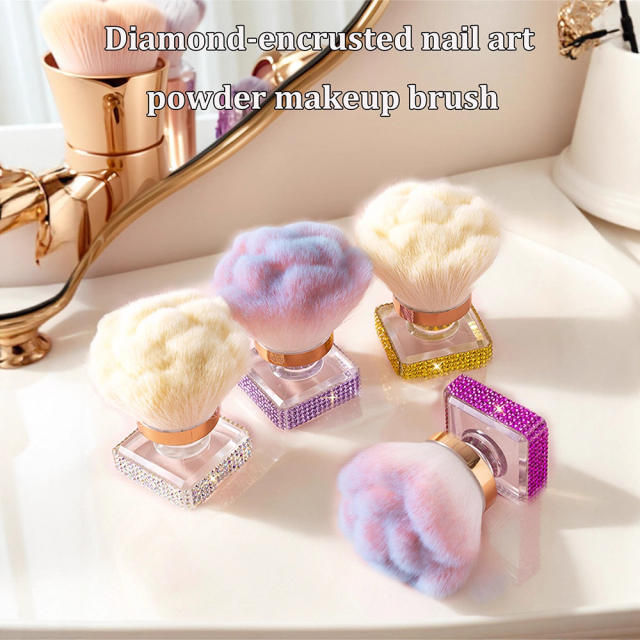 Rose flower shape colorful diamond powder brush
