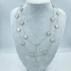13MM titanium steel necklace 20 flower 90+ 5CM four leaf clover necklace