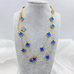 13MM titanium steel necklace 20 flower 90+ 5CM four leaf clover necklace