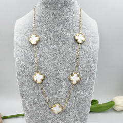 15mm Titanium Steel 5 Four-Leaf Flower clover Necklace
