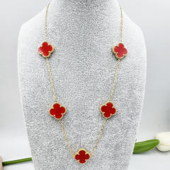 15mm Titanium Steel 5 Four-Leaf Flower clover Necklace