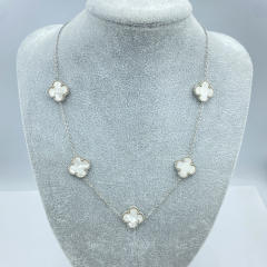 15mm Titanium Steel 5 Four-Leaf Flower clover Necklace