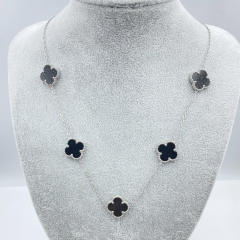 15mm Titanium Steel 5 Four-Leaf Flower clover Necklace