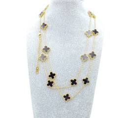 13MM titanium steel necklace 20 flower 90+ 5CM four leaf clover necklace