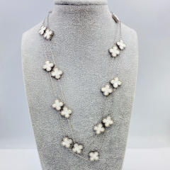 13MM titanium steel necklace 20 flower 90+ 5CM four leaf clover necklace