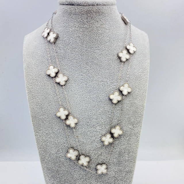 13MM titanium steel necklace 20 flower 90+ 5CM four leaf clover necklace