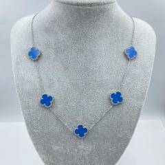 15mm Titanium Steel 5 Four-Leaf Flower clover Necklace