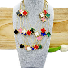 15mm Titanium Steel 5 Four-Leaf Flower clover Necklace