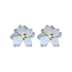 Sweet Simple Acrylic Flower Silver Pin Earrings