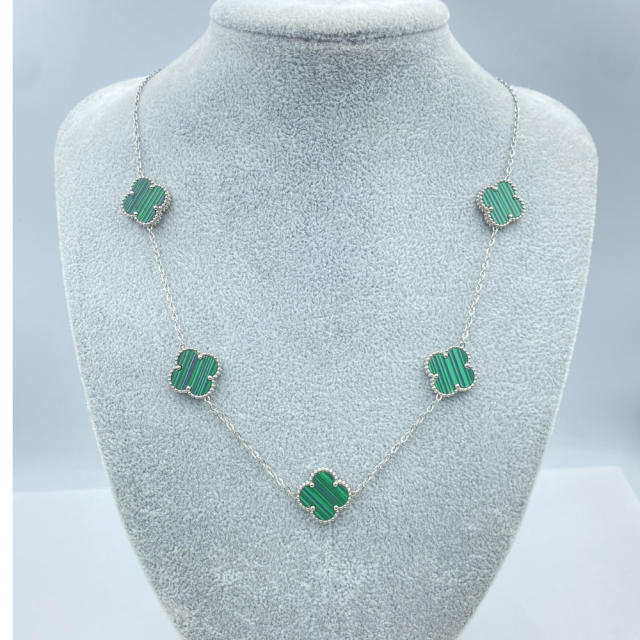 15mm Titanium Steel 5 Four-Leaf Flower clover Necklace