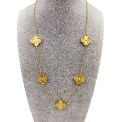 15mm Titanium Steel 5 Four-Leaf Flower clover Necklace