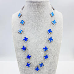 13MM titanium steel necklace 20 flower 90+ 5CM four leaf clover necklace