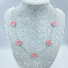 15mm Titanium Steel 5 Four-Leaf Flower clover Necklace