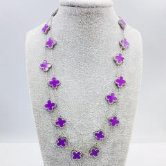 13MM titanium steel necklace 20 flower 90+ 5CM four leaf clover necklace
