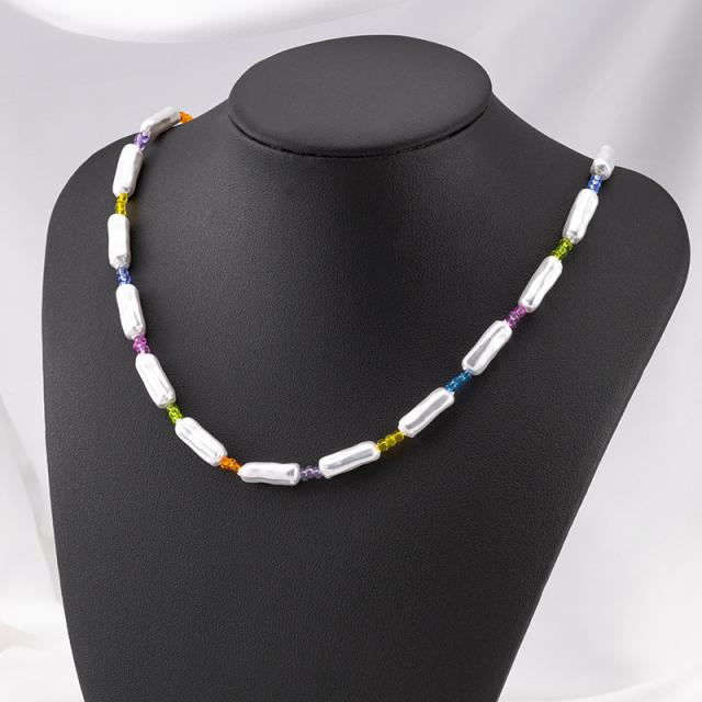 Baroque Asymmetrical Rectangular Abs Imitation Pearl Straight Hole Loose Beads DIY Necklace Bracelet 20pcs/pack