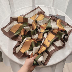 Vintage Houndstooth Small Square Scarf Women's Thin Silk Scarf