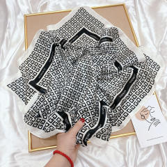 Vintage Houndstooth Small Square Scarf Women's Thin Silk Scarf
