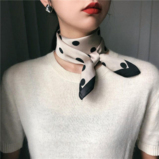 Vintage Houndstooth Small Square Scarf Women's Thin Silk Scarf