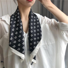 Vintage Houndstooth Small Square Scarf Women's Thin Silk Scarf