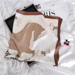 Vintage Houndstooth Small Square Scarf Women's Thin Silk Scarf