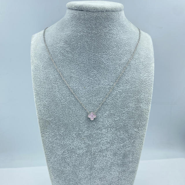9mm Titanium Steel Four-Leaf Flower Single Necklace
