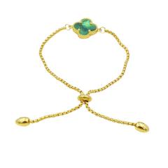 15mm Side Groove Four-Leaf Flower Movable Bracelet stainless steel bracelet