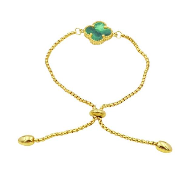 15mm Side Groove Four-Leaf Flower Movable Bracelet stainless steel bracelet