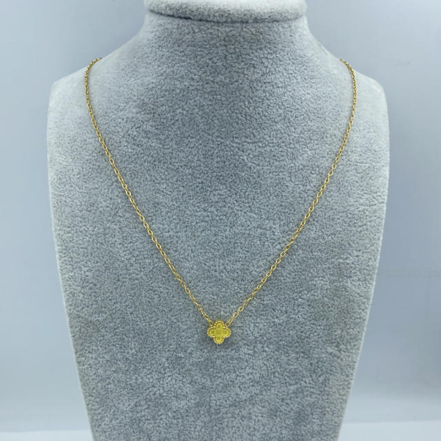 9mm Titanium Steel Four-Leaf Flower Single Necklace