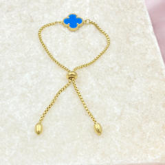15mm Side Groove Four-Leaf Flower Movable Bracelet stainless steel bracelet