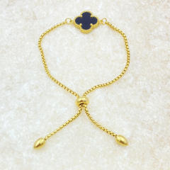 15mm Side Groove Four-Leaf Flower Movable Bracelet stainless steel bracelet