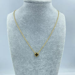 9mm Titanium Steel Four-Leaf Flower Single Necklace