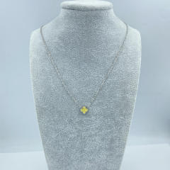 9mm Titanium Steel Four-Leaf Flower Single Necklace
