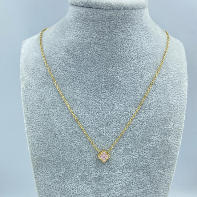 9mm Titanium Steel Four-Leaf Flower Single Necklace