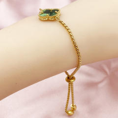 15mm Side Groove Four-Leaf Flower Movable Bracelet stainless steel bracelet