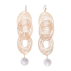 Elegant geometric circle gold plated copper dangle earrings