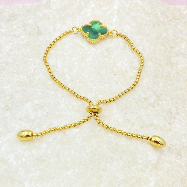15mm Side Groove Four-Leaf Flower Movable Bracelet stainless steel bracelet