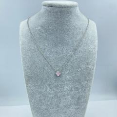 9mm Titanium Steel Four-Leaf Flower Single Necklace