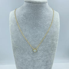 9mm Titanium Steel Four-Leaf Flower Single Necklace