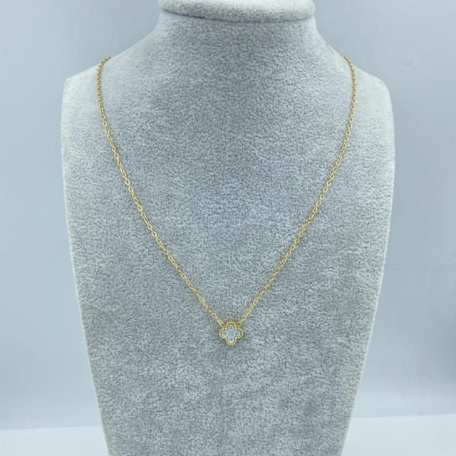 9mm Titanium Steel Four-Leaf Flower Single Necklace
