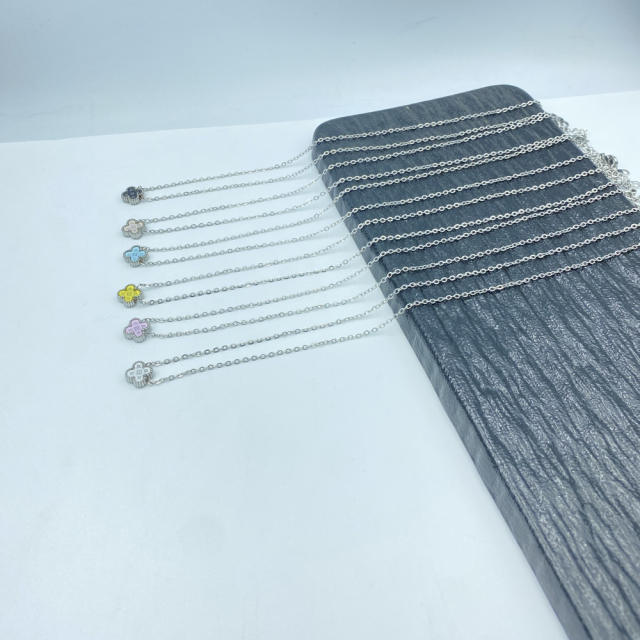 9mm Titanium Steel Four-Leaf Flower Single Necklace