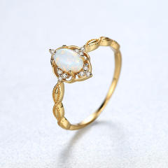 S925 Ring New Simple Fashion Zircon opal Ring