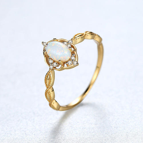 S925 Ring New Simple Fashion Zircon opal Ring
