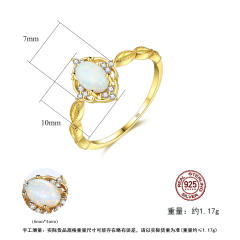 S925 Ring New Simple Fashion Zircon opal Ring