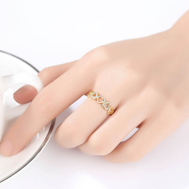 Love ring female S925 silver ring micro-inlaid zircon 18K gold simple rings